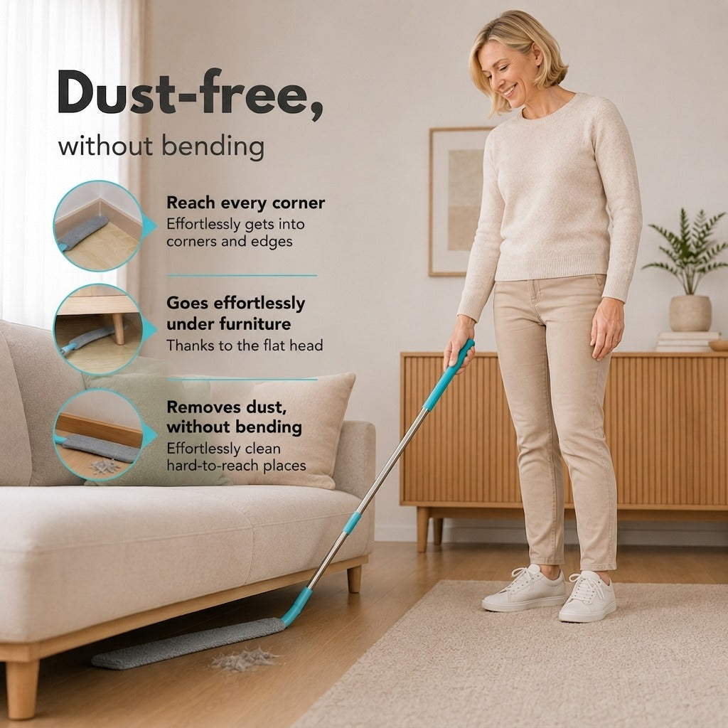 DustReach™ Dust Brush | Reach Every Corner Without Bending or Lifting