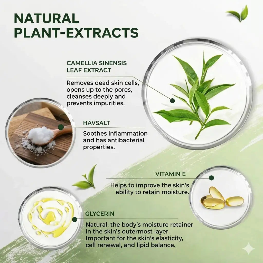 Solid face cleanser with green tea for deep pore cleansing